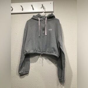 VANS Vine Half Zip Cropped Hoodie Women’s XL Long Sleeve Sweatshirt Cinched Hem